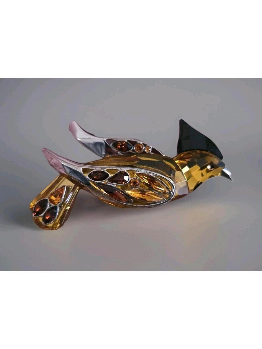 Daniel Swarovski 925 Crystal Paradise Birds Brooch Bonriki Citrine Crystals